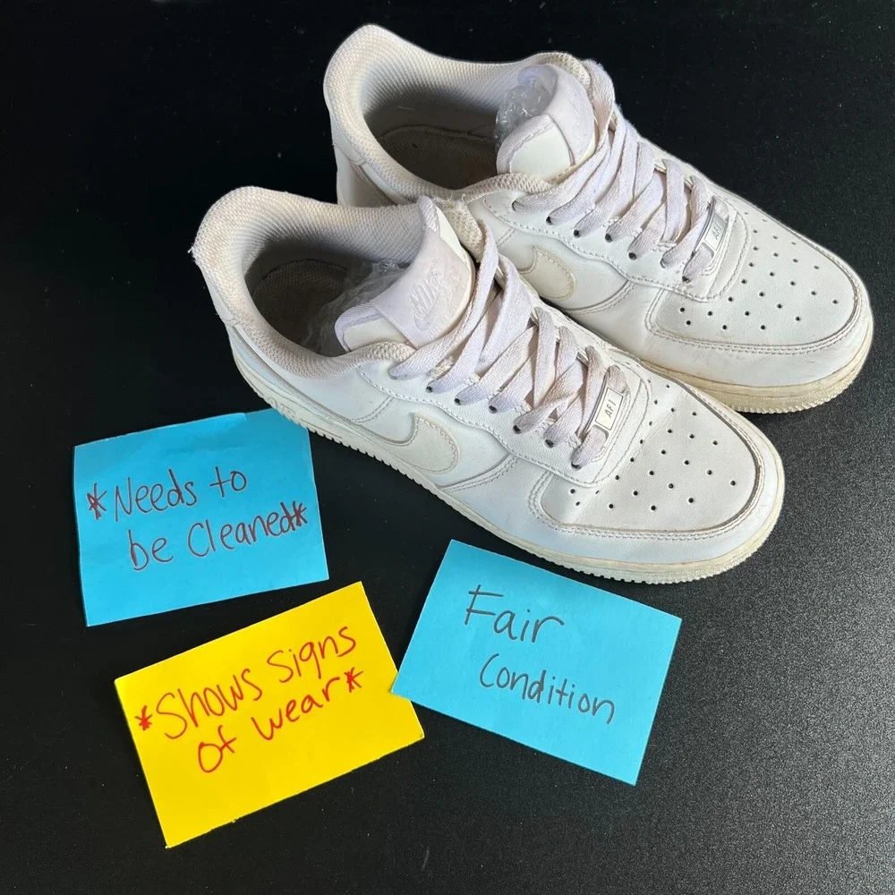 Nike Air Force 1 Low '07 Shoes Womens Size 6.5 White Leather Sneakers 315115-112